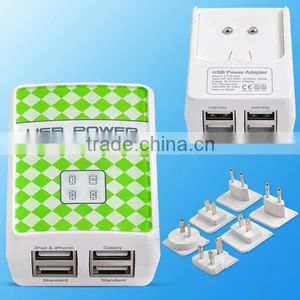 Wholesale 5V 4.8A ,4 Usb Power Mobile Adapter Travel Charger With Changeable Plug thumbnail-4