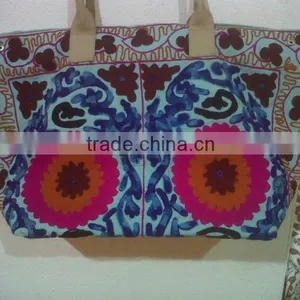 SUZANI Embrioderies Shopping Bag With Leather Handle thumbnail-1