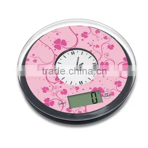 Round Sharp Digital Kitchen Scale With Clock Function Tare Function thumbnail-3