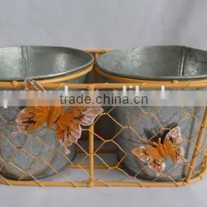 Wire Mesh Basket 2 Zinc Pot Inside thumbnail-3