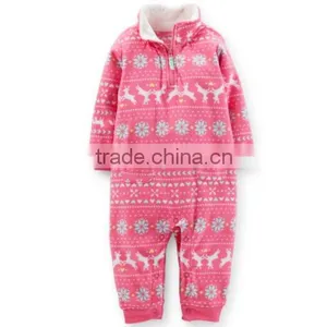 China Wholesale Winter Christmas Polar Fleece Warm Romper For Baby Girls thumbnail-1