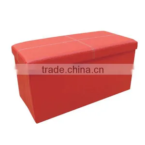 Red Double Foldable Storage Bench thumbnail-1