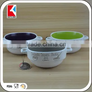 China Factory Color Glazed Stoneware Cereal Bowl Ceramic Soup Bowls Logo Black thumbnail-4