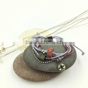 Bob Trading Custom Volcanic Lava Rock Stone Bracelet Wooden Beads Beaded Bracelet thumbnail-1