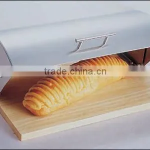 Stainless Steel Wooden Bread Box thumbnail-1