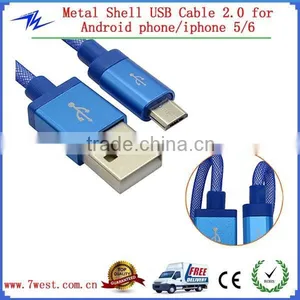 Newest Aluminum Mesh Braided Micro 5 Pin USB Charger Cable for Samsung thumbnail-1
