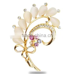 Bowknot Bouquet Alloy Crystal Brooch Custom Mental Pin Pins thumbnail-1