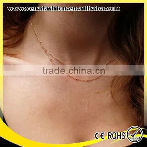 Copper Beads Short Model Thin Gold Chain Necklace thumbnail-2