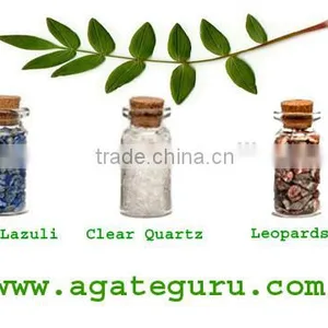 Lapis Lazule, Clear Quartz, Leopardskin Bottles Set : Gemstone Bottle thumbnail-1