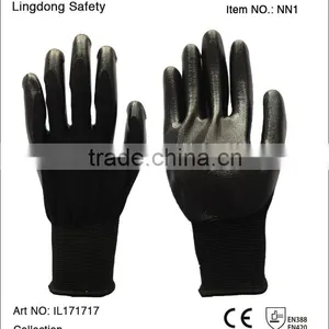 10 Gauges Nylon Knitted Working Glove With Black Nitrile Coated thumbnail-5