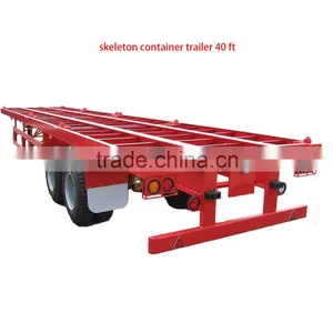 Skeleton 40ft Container Flat Bed Semi-trailer thumbnail-1