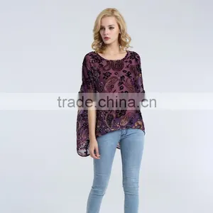Women's Burnout Poncho With Paisley Floral Looking thumbnail-1