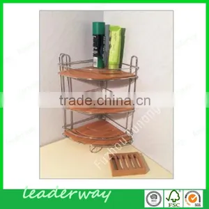 2-tier Shelf Bamboo Hanging Bathroom Shower Caddy With Towel Rack thumbnail-2