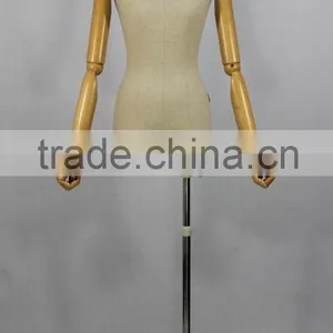 Female Upper Body Dress Forms With Wooden Arms & Different Base thumbnail-2