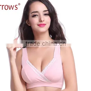 100% Cotton Apricot Breast Feeding Maternity Sleep Bra For Nursing Mothers Breastfeeding Wire Free Nursing Bra Yoga Sport Bra thumbnail-3