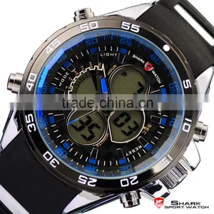 SHARK Men's Date Day Alarm LCD Sports Quartz Rubber Army Wrist Watch thumbnail-2