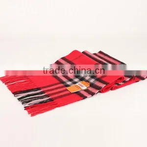 Wool Checked Female Tassels Winter Scarf thumbnail-4