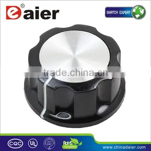 Large Boss Style Fluted Black Turning Knob With Silver Top thumbnail-1