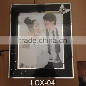 Happy Wedding Black Border Butterfly Adornment Glass Love Photo Frame thumbnail-1