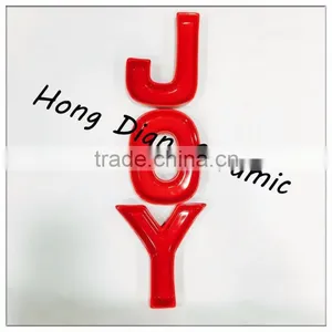 Joy Candy Dish,ceramic Letter Dish/ Plates Candy Dish,red Color Dish for Decoration thumbnail-1