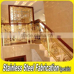 Interior Prefab Art Handrail Aluminum Gold Color Stair Handrail thumbnail-6