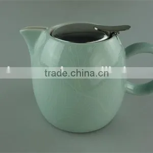 Stock Ceramic Round Water Bottle,glazed Stainless Steel Lid Water Pot,teapot thumbnail-6