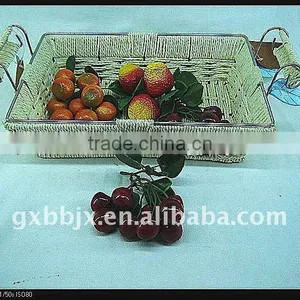 Rectangle Paper Rope Woven Iron Frame Storage Fast Food Trays thumbnail-1
