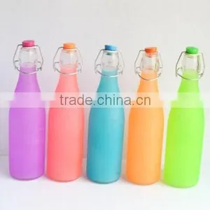 New Design Cheap Fluorescent Color 1L 500ml 250ml Clear Glass Swing Top Bottles thumbnail-1