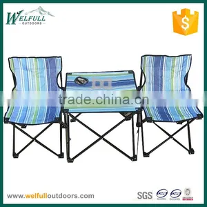 Striped Oxford Camping Picnic Table With 2 Chairs thumbnail-1