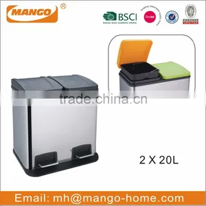 40L Two Compartments Stainless Steel Recycle Bin thumbnail-1