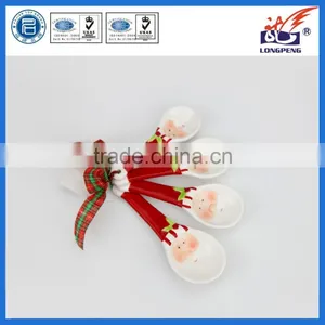 Hand Painted Christmas Ceramic Santa Measuring Spoons Set W/Ribbon Christmas Kitchen Decor thumbnail-1