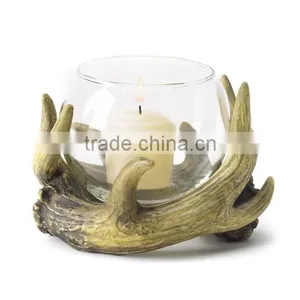 Rustic Antler Glass Candleholder For Home Decor thumbnail-1