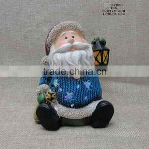Resin Santa Claus Figurine With Led Light for Christmas Deocration thumbnail-1