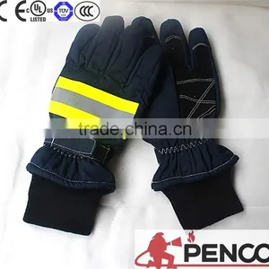 Fire Fight Gloves Elastic Cuff Good Grasping Cowhide Palm Colorful Flame Retardant Hand Fingers Protected Preventing Burnt thumbnail-1