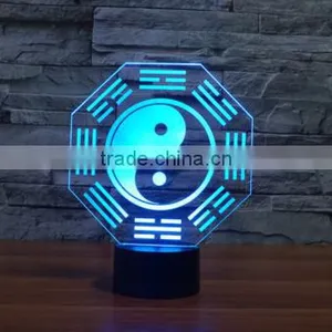 Eight Diagrams 3D Vision Night Light 7 Color Change LED Table Lamp Xmas Toy Gift thumbnail-5