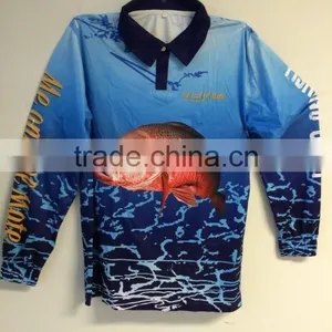 2016 New Style Design Sublimation Fishing Shirt in Italy 100%polyester Mesh Fabric thumbnail-1