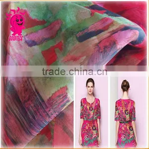 Red Print Soft Silk Tulle Organza Chiffon Fabric Textile Diy Wedding Bridal Dress Veil.curtain, Gown, thumbnail-2