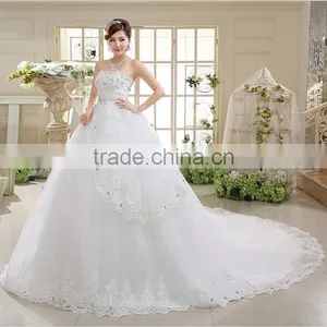 Factory Direct Sales Luxury Lace Wedding Dress Big Tail Diamond Bra Topi Sweet Puff Skirt Sequins Wedding Dress thumbnail-2