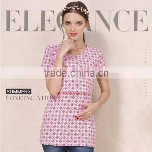 Summer Short Sleeve Nursing Clothes Floral Breastfeeding Clothing Cotton Maternity Mother Outdoor Tops thumbnail-3