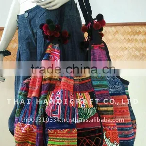 Thai Embroidered HMONG Hill Tribe Patchwork Fabric Tote Handbag thumbnail-1