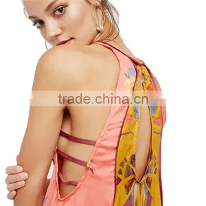 2017 OEM Summer Femme Silky Tunic Dream Free Printed Sexy Blouse thumbnail-3