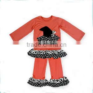 2017 Baby Girl Clothes Halloween Boutique Outfit Witch Hat Designs China Factories Provide Children Bulk Wholesale Clothing Set thumbnail-1