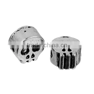 Zinc Based Alloy Halloween Spacer Beads Skull Antique Silver 7mm x 7mm thumbnail-3