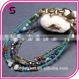 European Retro Fashion Multilayer Glass Bead Alloy Antique Bronze Bracelet thumbnail-6