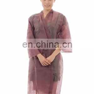 Nonwoven Disposable Bath Robe Kimono Robe for Spa thumbnail-3