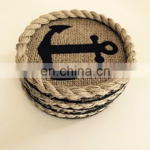 Rope Coasters With Anchor 4" Round thumbnail-1