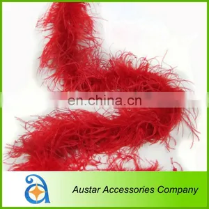 Cheap Red Single Row Ostrich Feather Boa For Decoration thumbnail-1