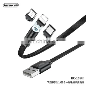 Remax Flag Series RC-169th Magnetic Charger Type-C Usb Braided Micro 3 In 1 Charging Cable For Iphone thumbnail-4