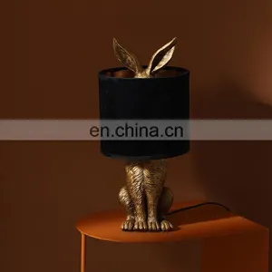 Rabbit Shape Resin Base Standing Table Decoration Antique Desk Nightstand Lamps for Bedroom thumbnail-1