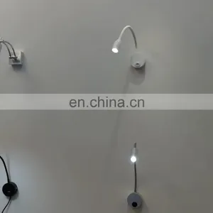 Hotel Home Bed Reading Light 3W Wall Mounted With On/Off Switch Warm Flexible Snake LED Reading Lamp thumbnail-1